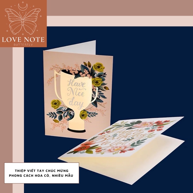 Thiệp viết tay chúc mừng phong các hoa cỏ tặng sinh nhật, valentine 14/2, 8/3 20/10, ngày của mẹ, cảm ơn, noel