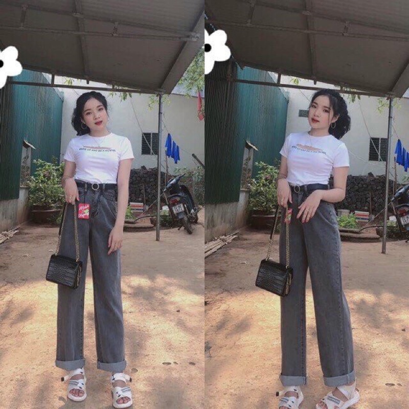 QUẦN JEANS ỐNG SUÔNG MAU NÂU ĐEN MỘT KHUYA