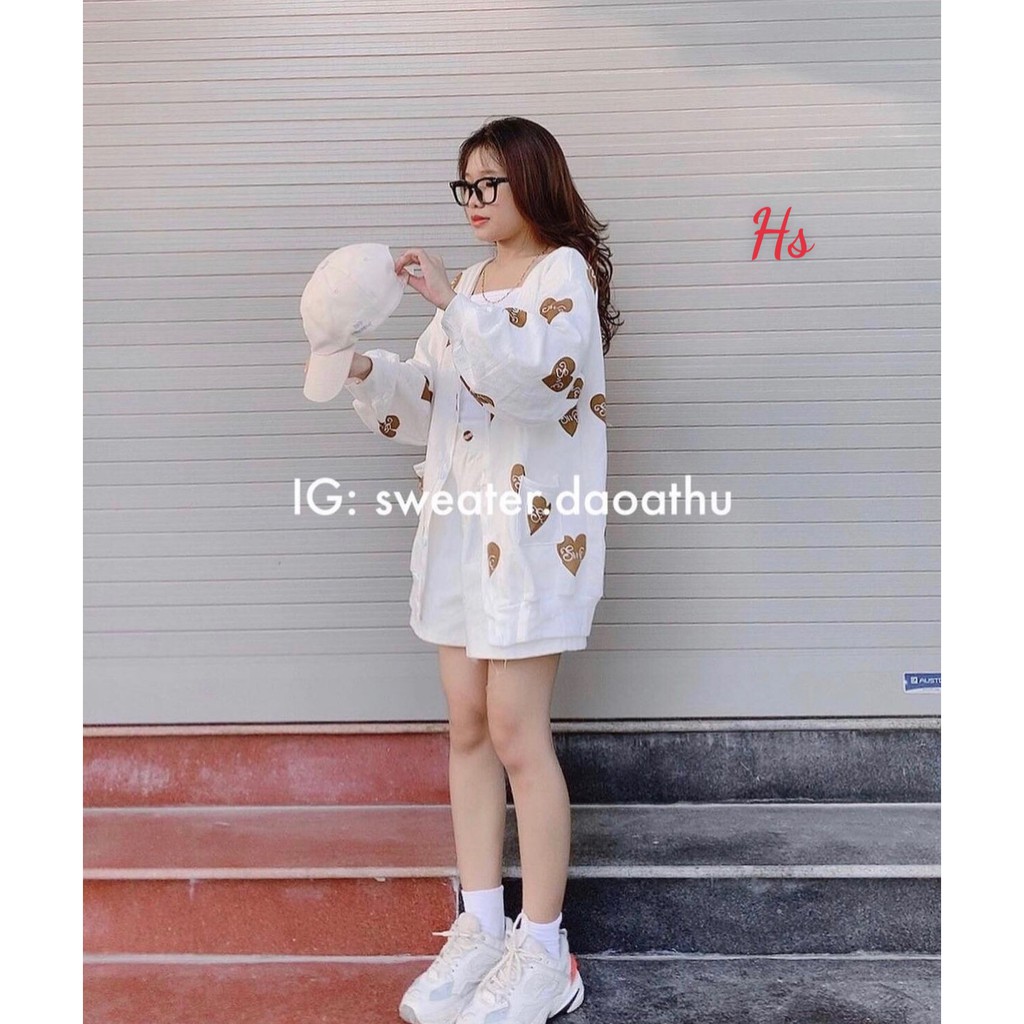 Áo cardigan trái tim swe ,chất dày dặn,hàng xịn -Shop Q&amp;V
