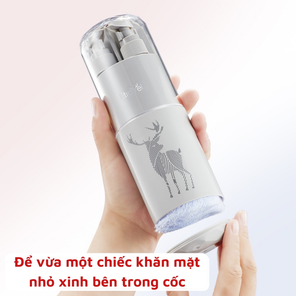 Hộp đựng bàn chải kem đánh răng du lịch cao cấp 8 món có lọ chiết sữa tắm dầu gội đi du lịch nhỏ gọn tiện lợi