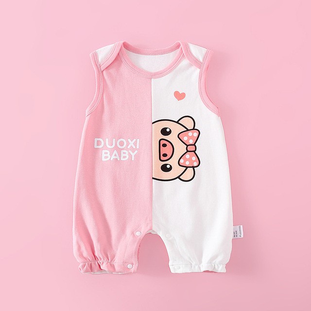 Bộ bodysuit cho bé Sát Nách body đùi chất cotton mềm mịn hình động vật đáng yêu mẫu quần áo sơ sinh từ 0-12 tháng