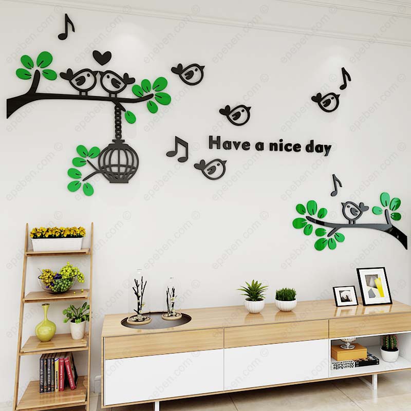 Tranh dán tường mica 3d decor khổ lớn ngày mới tốt lành trang trí phòng khách, phòng ngủ