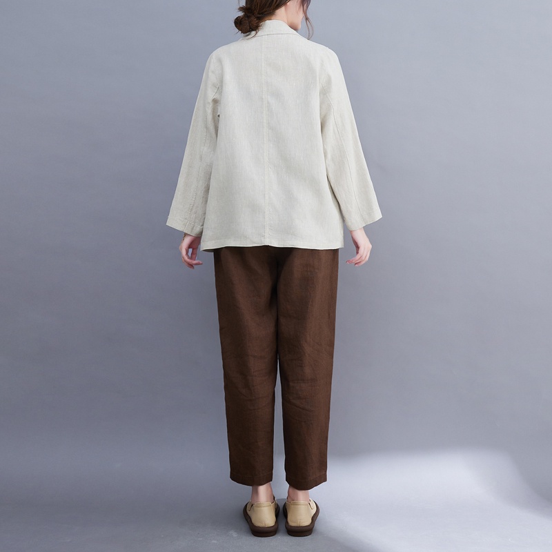 Áo vest blazer nữ Linen tay lỡ sắn trẻ trung, Áo blazer nữ 1 lớp chất linen thời trang công sở