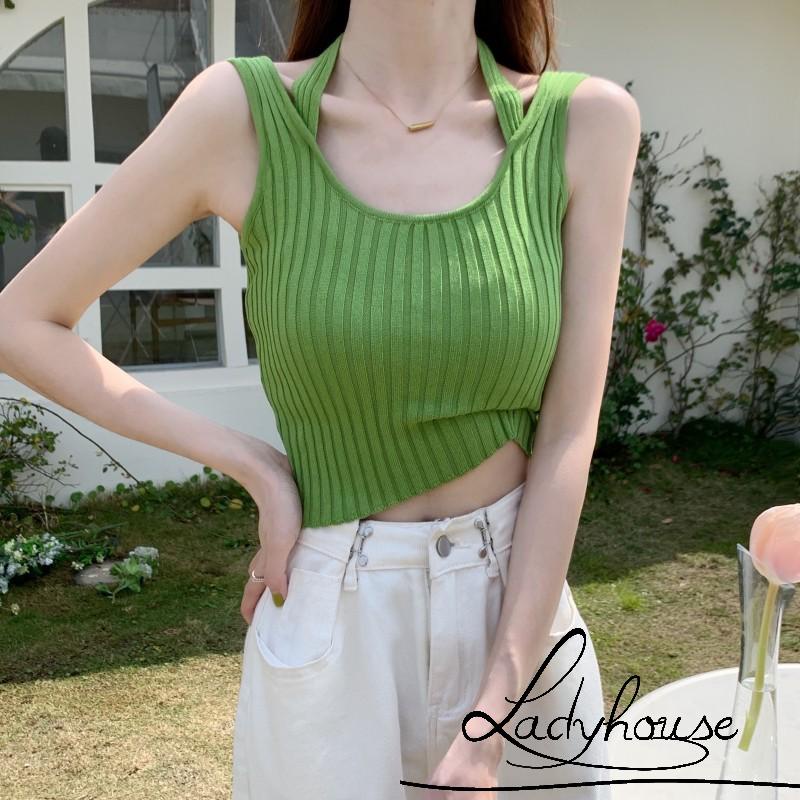 Ld-áo Hai Dây Giả Hai Mảnh Màu Trơn Ôm Dáng Gân Màu Xanh / Xanh Hoàng Gia / Đen Trơn Cho Nữ