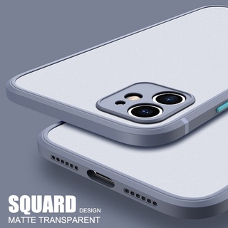 Ốp Lưng Vuông Trong Suốt Cho iPhone 12 11 Pro Max X XS Max XR 7 8 Plus Ốp Lưng Chống Sốc Bảo Vệ Camera Matte Cover