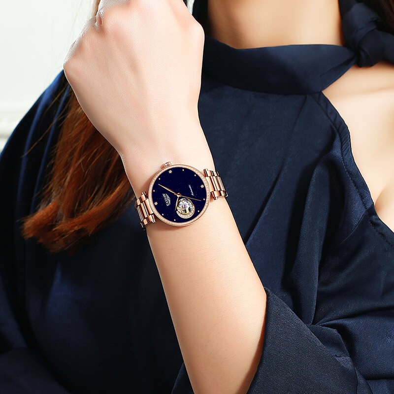 Đồng hồ nữ chính hãng KASSAW K991-1  Kính sapphire ,chống xước,Chống nước,BH 24 tháng,Máy cơ (Automatic) ,dây kim loại