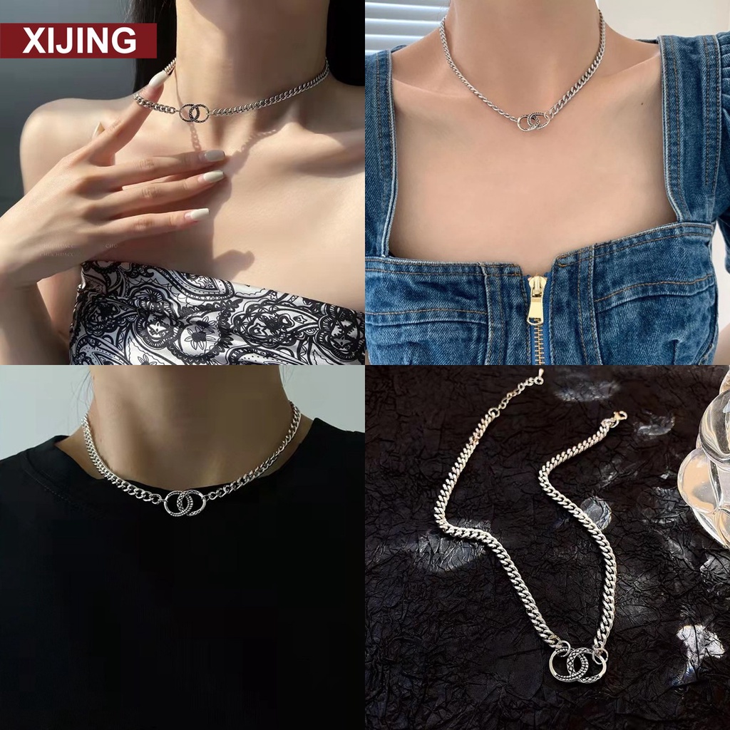 【COD】Vòng cổ Choker Hai Lớp Có Mặt Nhẫn Phong Cách Thời Trang Sang Trọng Dành Cho Nữ