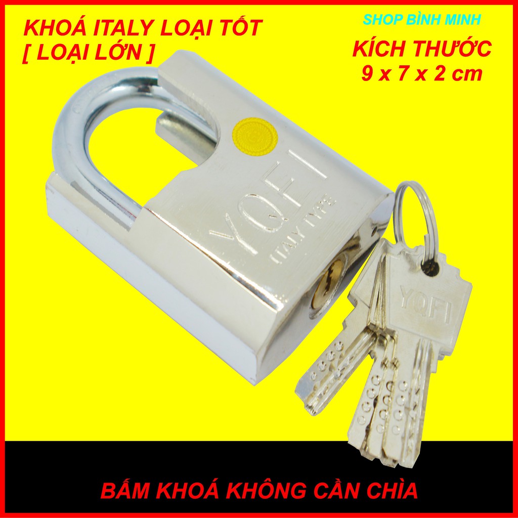 Ổ khoá chống cắt - bấm khoá - loại tốt - 60mm - loại lớn 6F - 4 chìa