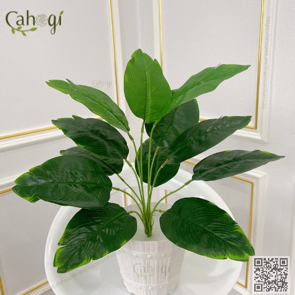 Cây Giả Trang Trí  - Cây Lá Rùa - Trầu Bà Lá Xẻ - Trầu Bà Nam Mỹ Monstera - Chuối Thiên Điểu- Môn Quan Âm - 50 Cm