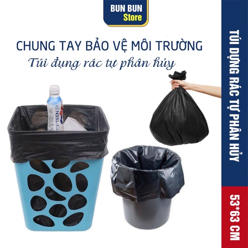 Túi đựng rác sinh học - Chỉ 1k/ngày – Túi đựng rác tự phân hủy – Túi Dày, dai – Kích thước to 53*63cm.