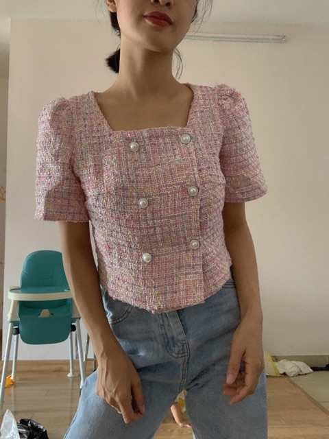 Áo dạ croptop siêu dễ thương