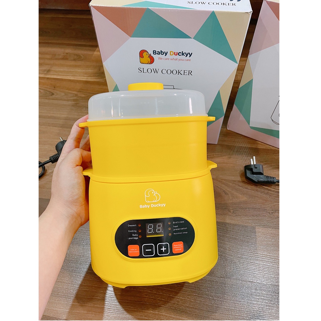 Nồi Nấu Cháo Chậm Chưng Yến Đa Năng Cho Bé ToBé 9106| Baby Duckyy 0.8L KALI 001, Kèm Lồng Hấp, Bảo Hành Chính Hãng 1 Năm