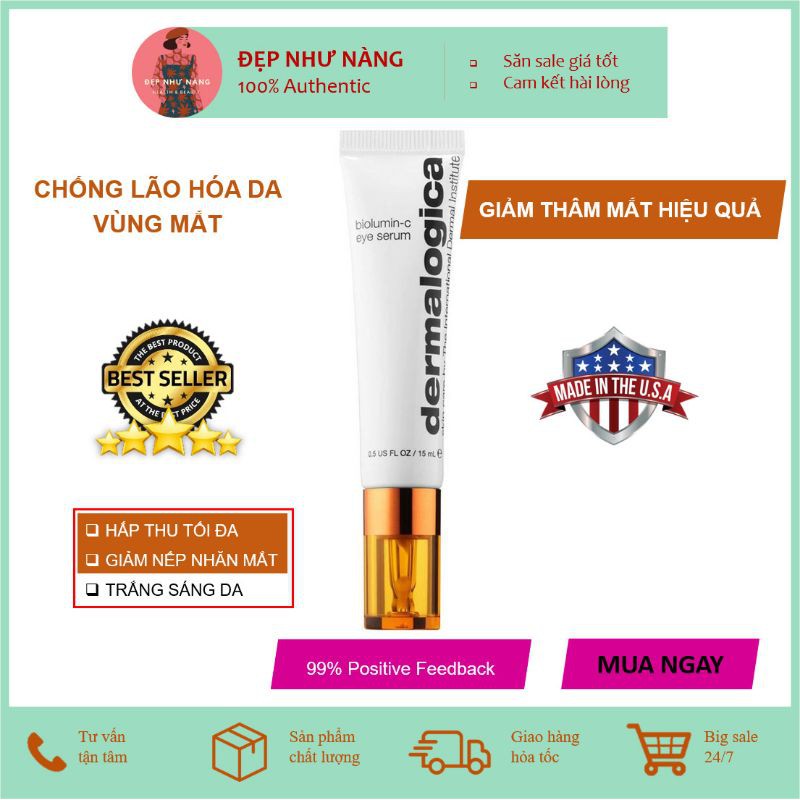 Tinh chất kem dưỡng chống lão hóa vùng mắt Biolumin C Eye Serum Dermalogica
