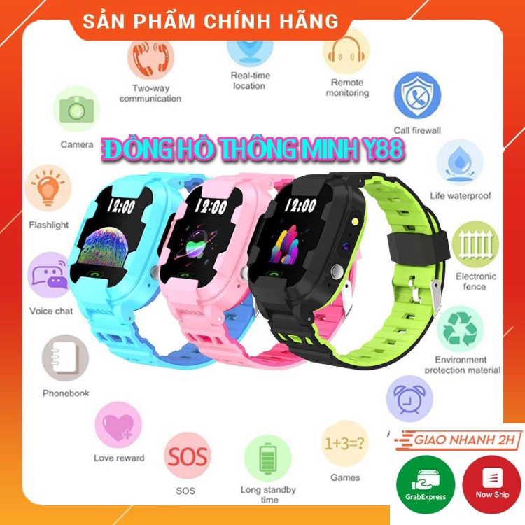 Đồng Hồ Định Vị Thông Minh Y88 Cao Cấp. Kháng Nước IP67, Lắp Sim Nghe Gọi, Định Vị LPS, 4G/WIFI. Bảo Hành 12 Tháng