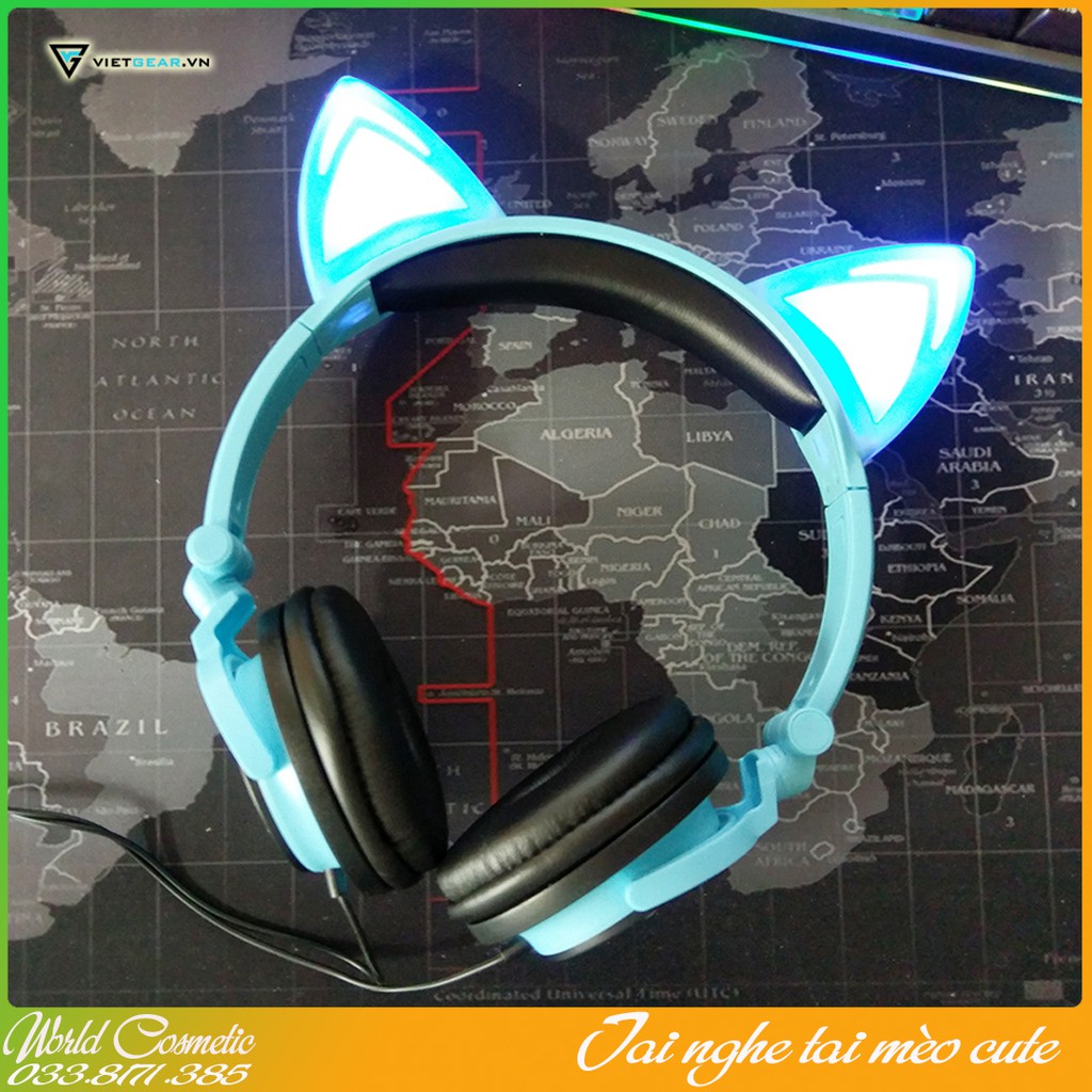 Tai nghe có dây Headphone Tai Mèo - TTLIFE Xinh Xắn - Có Đèn Led Siêu Cute