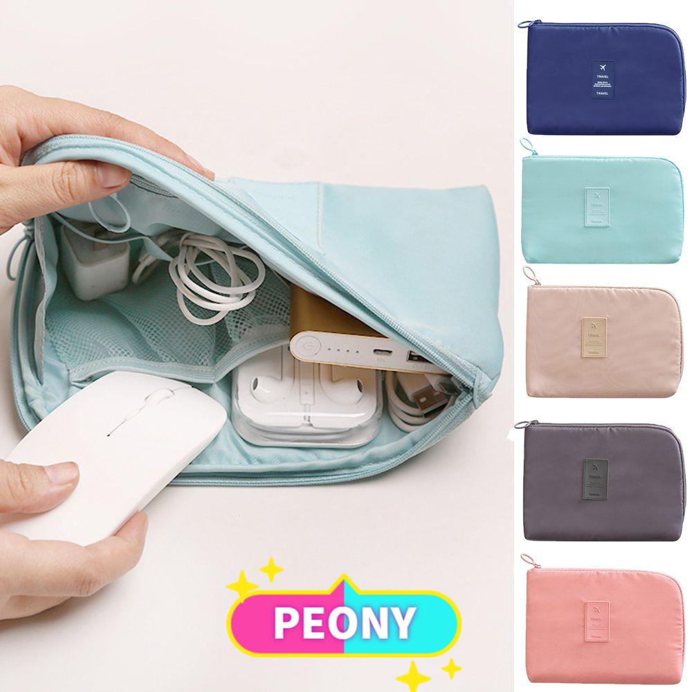 Túi vải đựng đồ dây cáp sạc USB tai nghe đa năng có dây kéo nhỏ chống nước nhiều màu sắc thích hợp đi du lịch