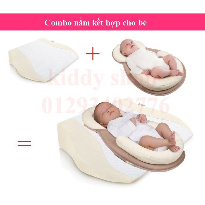 Combo Gối Chống Trào Ngược BABYMOOV + Đệm Ngủ Đúng Tư Thế JJOVCE xám