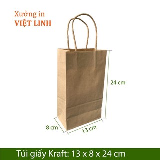 Túi giấy kraft nhật cao cấp combo 25 kích thước 13x8x24 cm - túi giấy xi măng đựng hàng