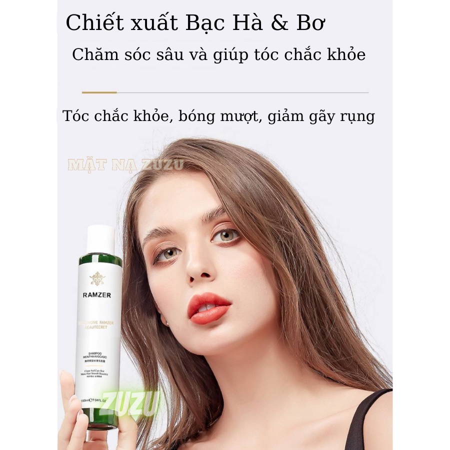 Dầu Gội Đầu Chiết Xuất Lá Bạc Hà Và Trái Bơ Mát Lạnh Nuôi dưỡng Da Đầu Giúp Tóc Bóng Khỏe ZUZU
