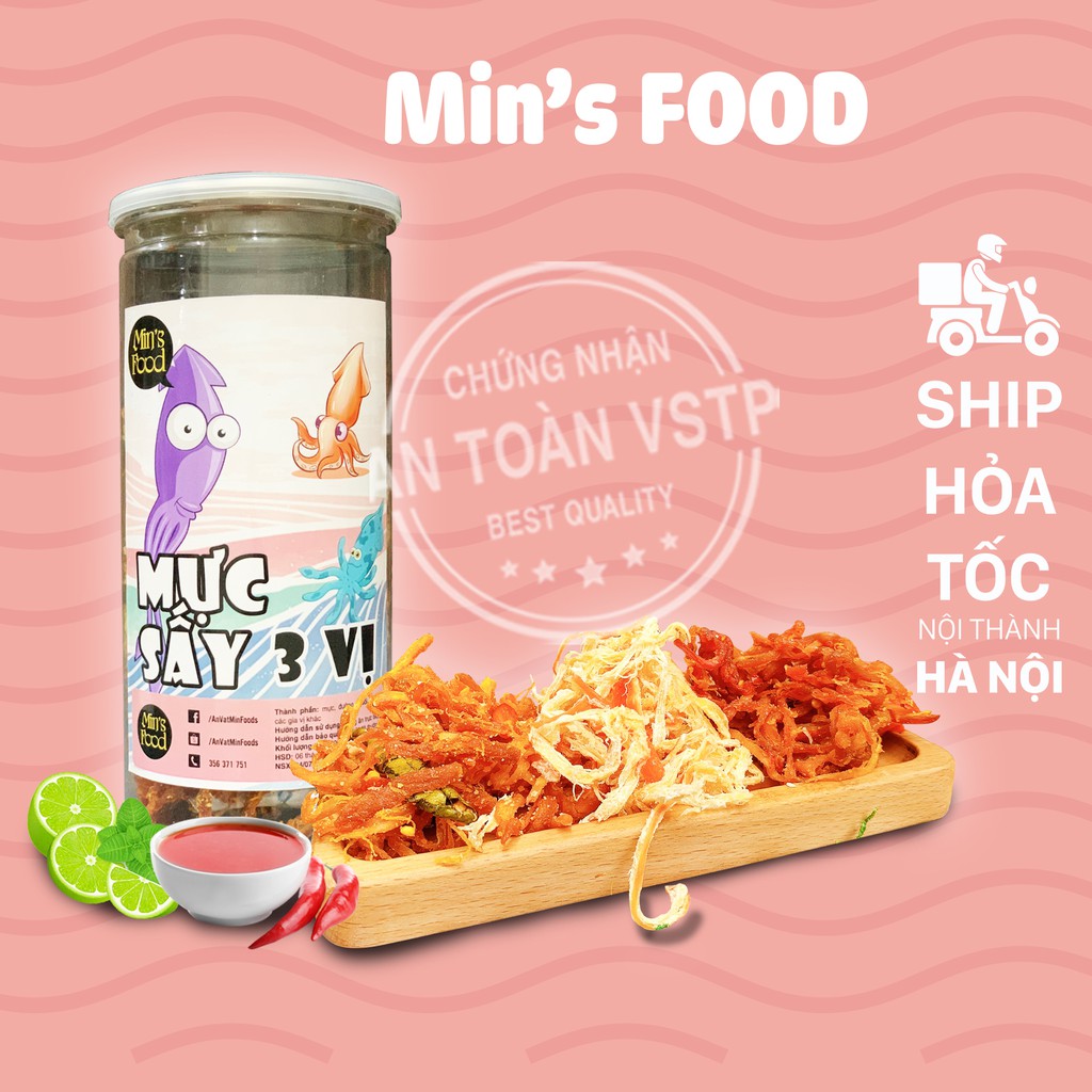 Mực Mix 3 Vị : mực dừa, mực bơ tỏi,mực tomyum 300gr siêu ngon, siêu hấp dẫn,ăn vặt MIN ‘s FOOD