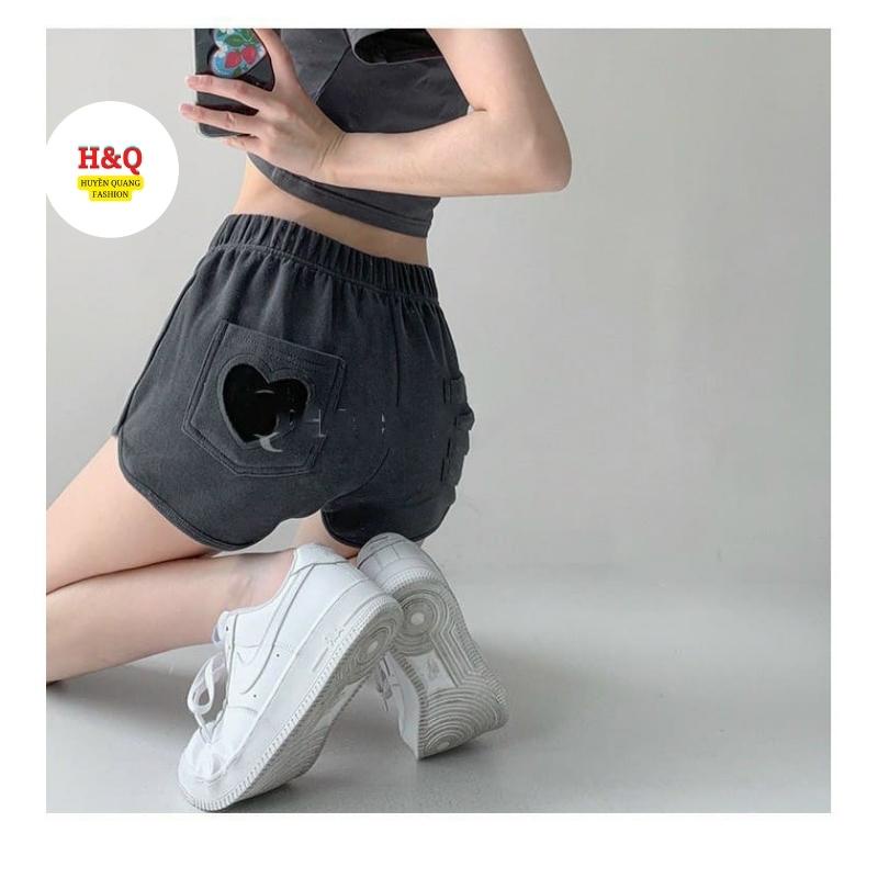 Quần short đùi nữ ngắn cạp chun HEART mặc nhà chất umi Ulzzang - Huyền Quang