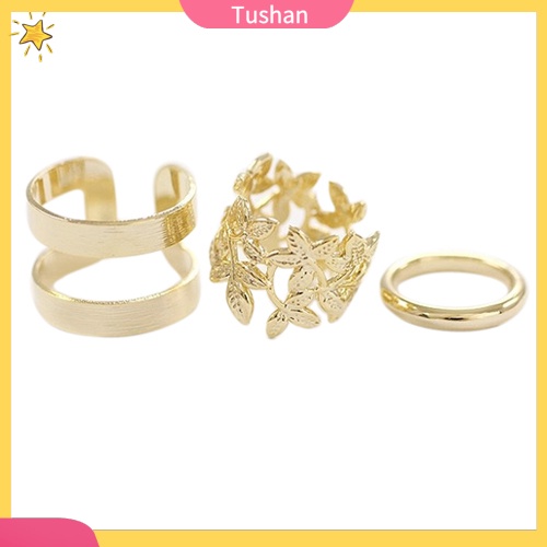 Set 3 nhẫn đeo tay kim loại đính đá xinh xắn cho nữ