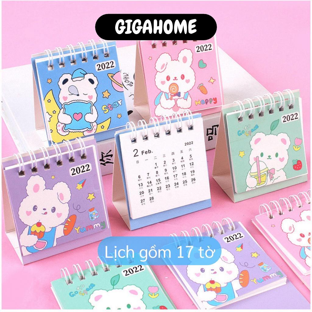 Lịch Để Bàn GIGAHOME Lịch Mini Để Bàn Trang Trí Siêu Dễ Thương Năm 2022, Nhỏ Gọn 10505