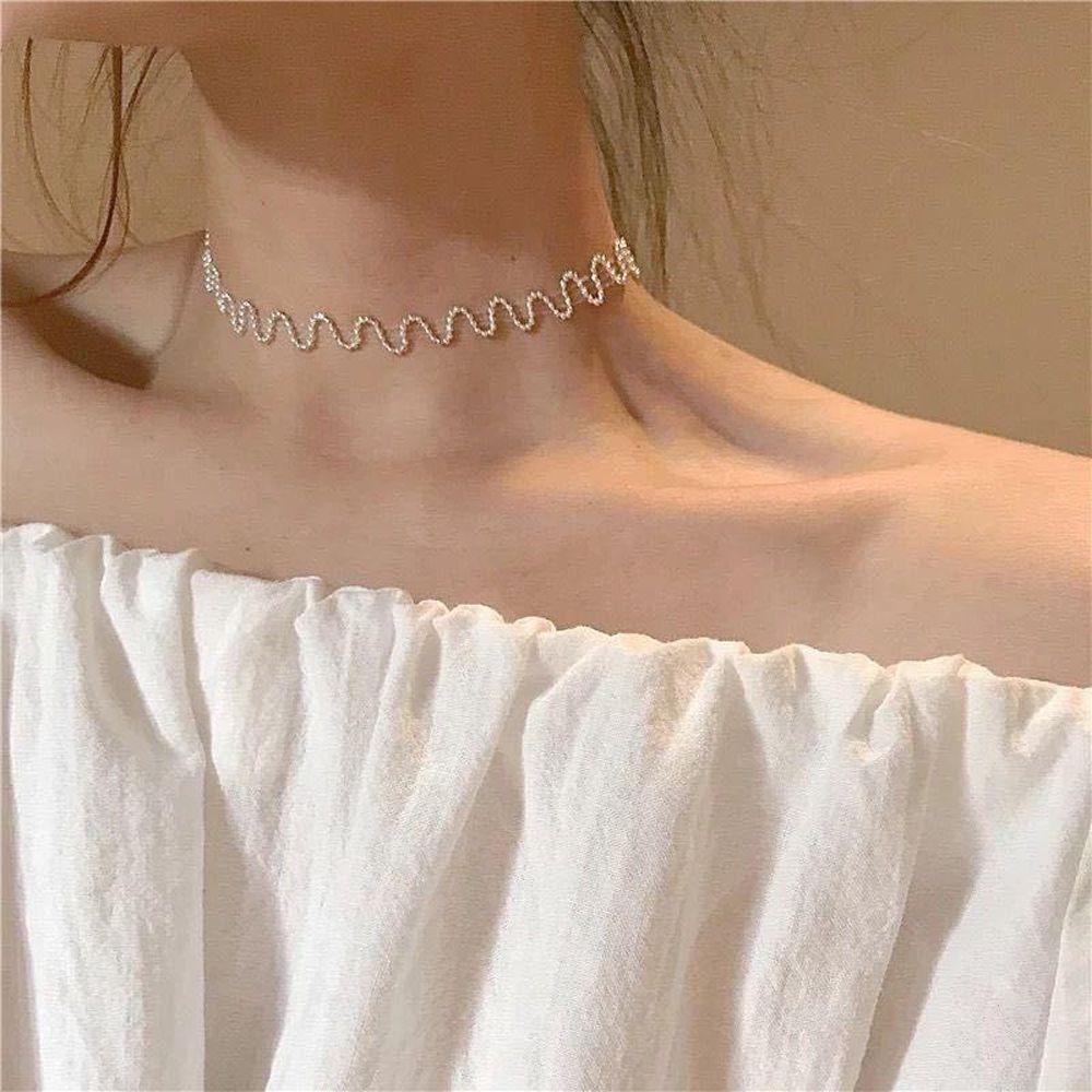 QQMALL Vòng cổ Mặt Kính Hình Hoa Gợn Sóng Phong Cách Baroque Cho Nữ