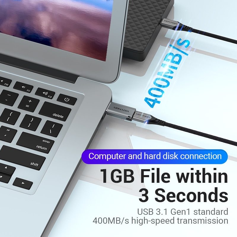 VENTION Cáp Chuyển Đổi USB C 3.0 Type C Đầu Đực Sang Đầu Cái Cho Notebook Samsung Xiaomi Headphone USB 3.1