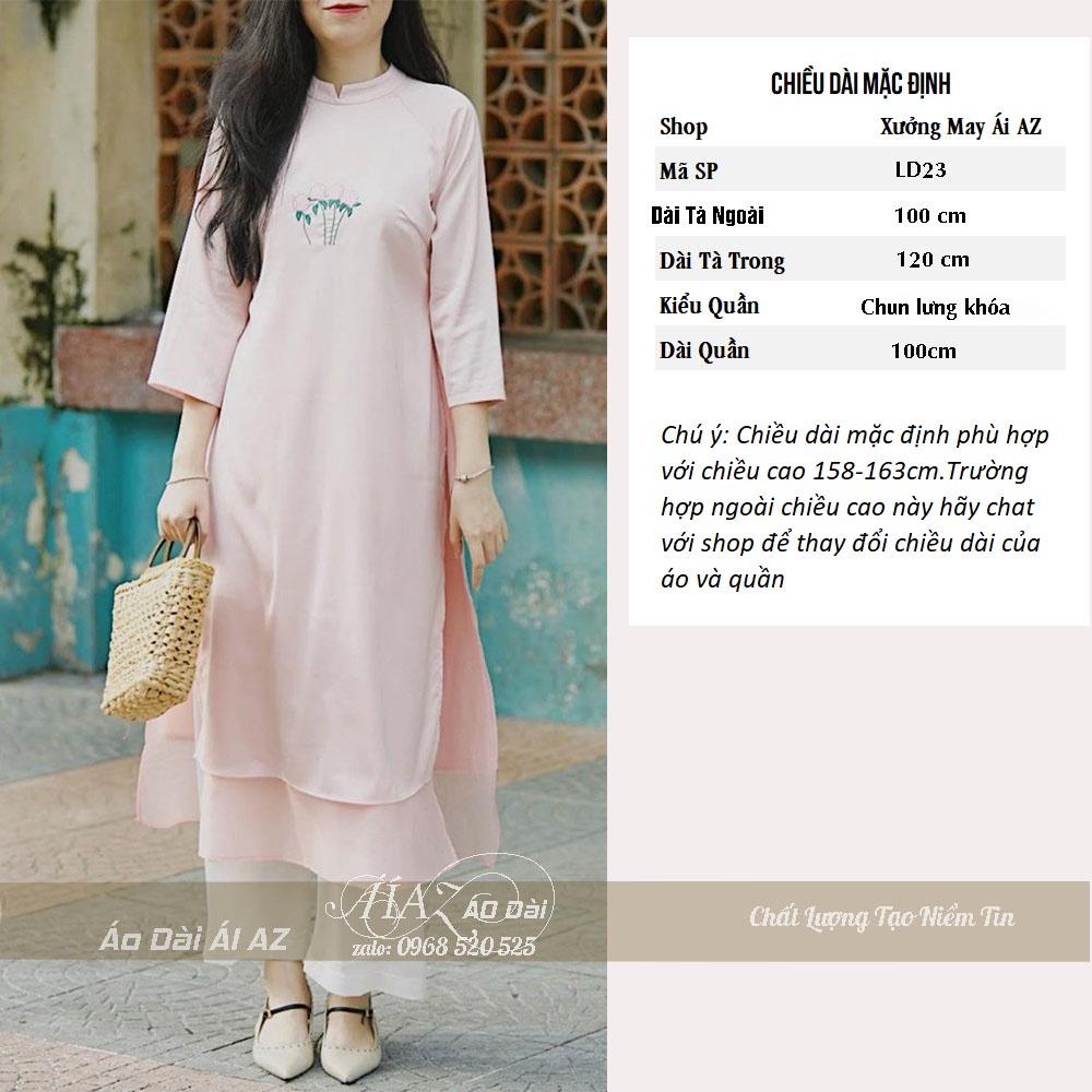 Áo Dài Cách Tân Nữ BigSize Dáng Suông Cổ Tàu Tay Lỡ LD23