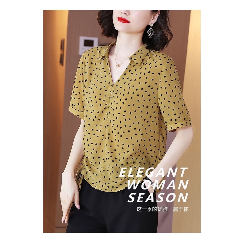 Áo sơ mi chiffon tay lửng thời trang dành cho phụ nữ trung niên