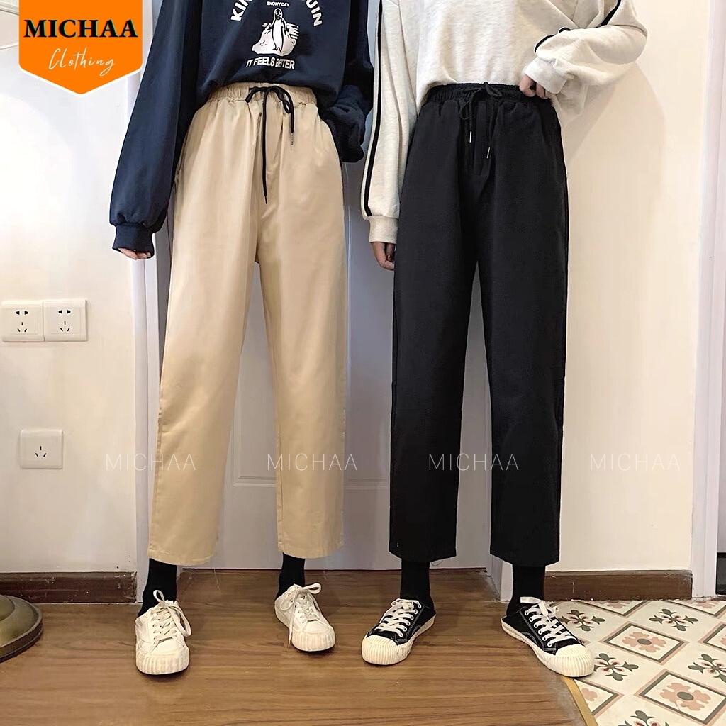 Quần KAKI TRƠN Nam Nữ Unisex Vải Loại 1 Co Giãn, Quần Bagge Kaki Ống Rộng Suông - MICHAA