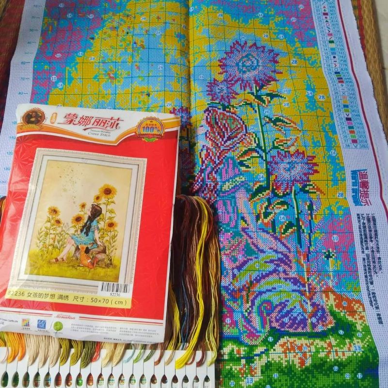 Tranh thêu chữ thập chibi. Tranh thêu cô gái chibi