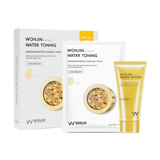 Mặt nạ WONJIN vàng dưỡng trắng và trẻ hoá da Effect Water Toning Mask