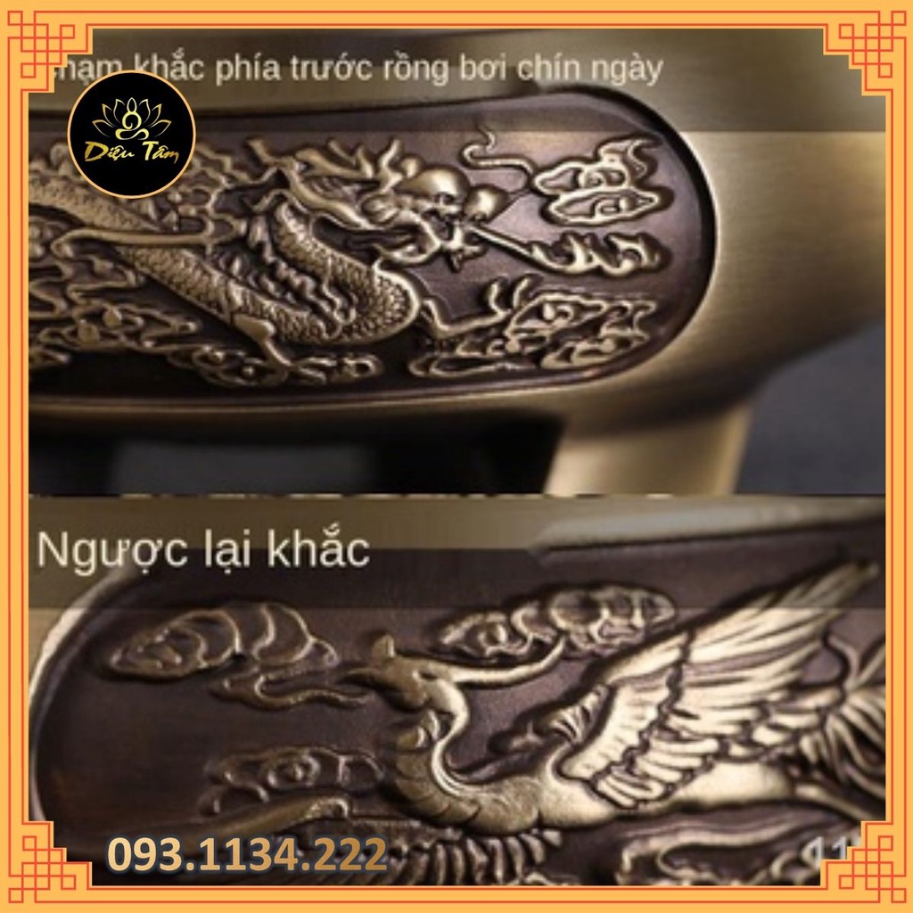 Lư xông trầm hương bằng đồng  ba chân rồng chạm khắc lò đốt bằng đồng nguyên khối