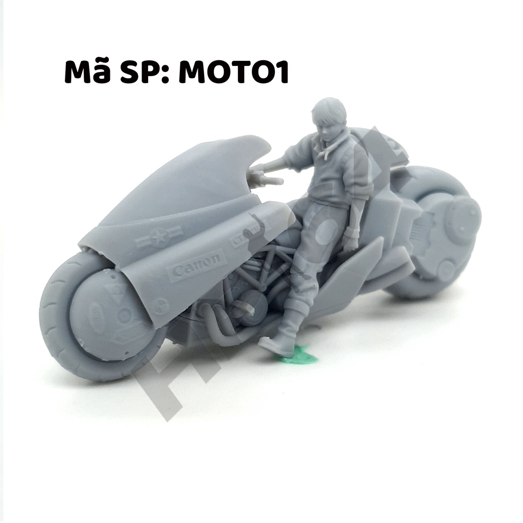 Mô hình nhân vật thô chưa sơn tỉ lệ 1/64 Aki.ra Kane.da + Motobike
