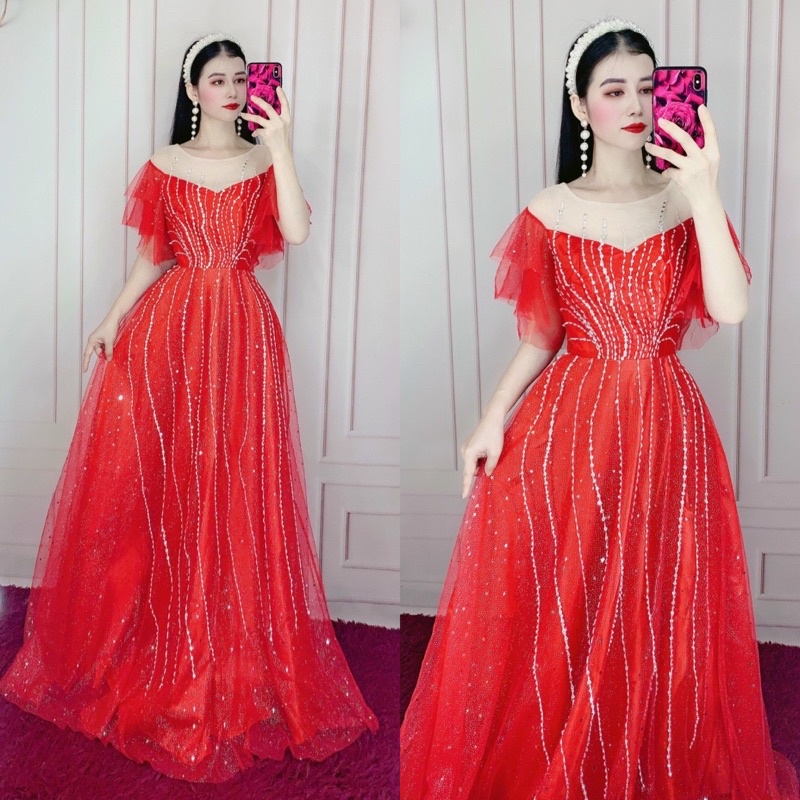 ĐẦM DẠ HỘI LƯỚI NGÔI SAO KIM TUYẾN KẾT PHale full size S /M/L /XL