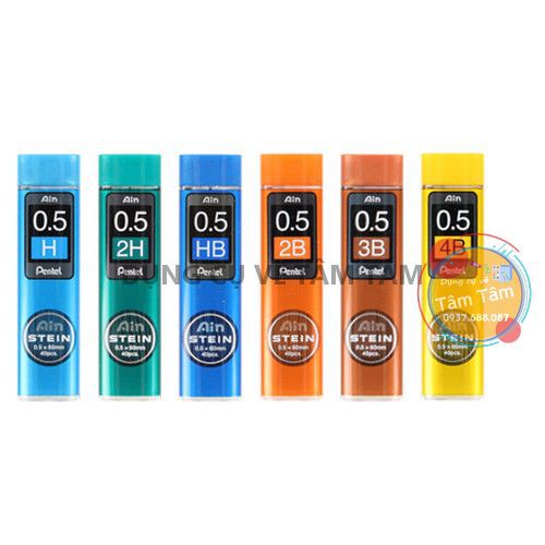 [ TÂM TÂM ]-Ruột chì 0.5mm 4B,Ngòi chì Pentel Ain Stein 0.5mm 4B (Hộp 40 ruột)-