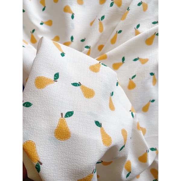 vải đũi xốp quả lê nền be siêu xinh may váy,áo,đồ bộ và đồ handmade