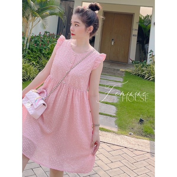 Đầm Babydoll Hồng, váy babydoll xinh xắn, đầm suông hồng baby