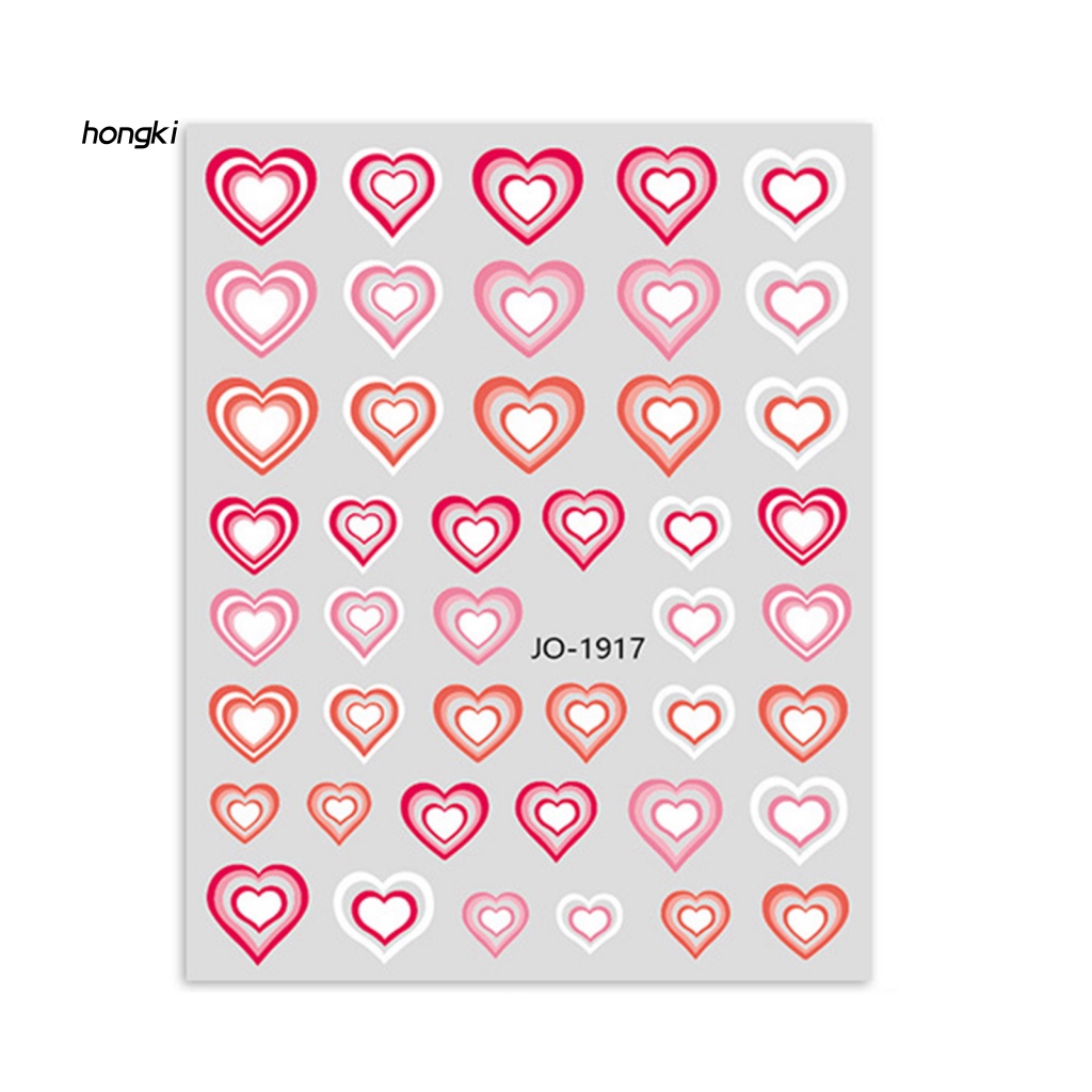 Nhãn Dán Móng Tay Lâu Trôi Không Thấm Nước Họa Tiết Trái Tim Xinh Xắn