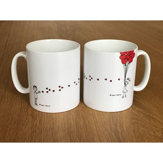 Bộ đôi Cốc sứ uống trà cà phê in hình trái tim tình yêu