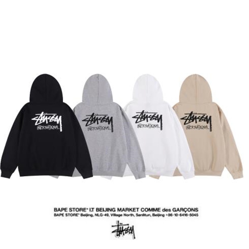 Áo nỉ dài tay có mũ in chữ STUSSY cổ điển thời trang
