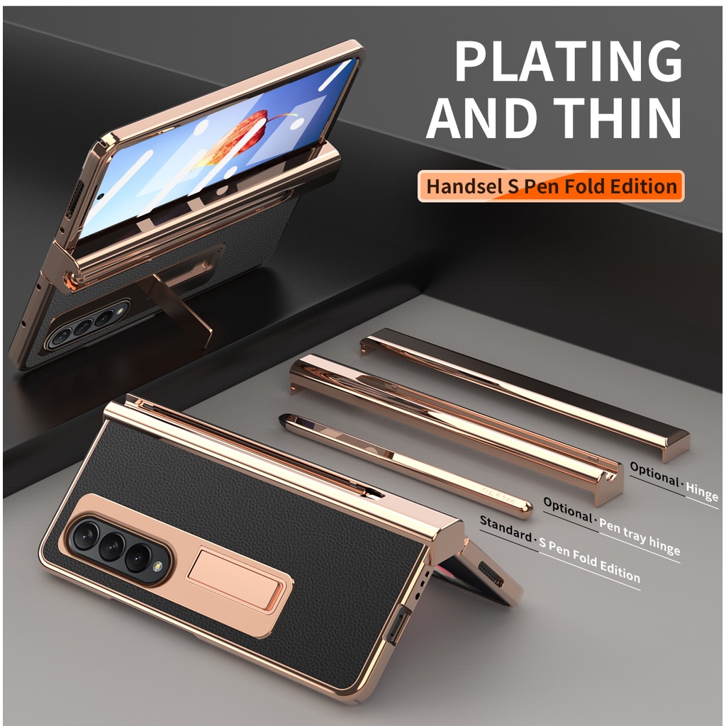 Ốp Điện Thoại Da Có Ngăn Đựng Bút Cảm Ứng Cho Samsung Galaxy Z Fold 4 5G Fold3