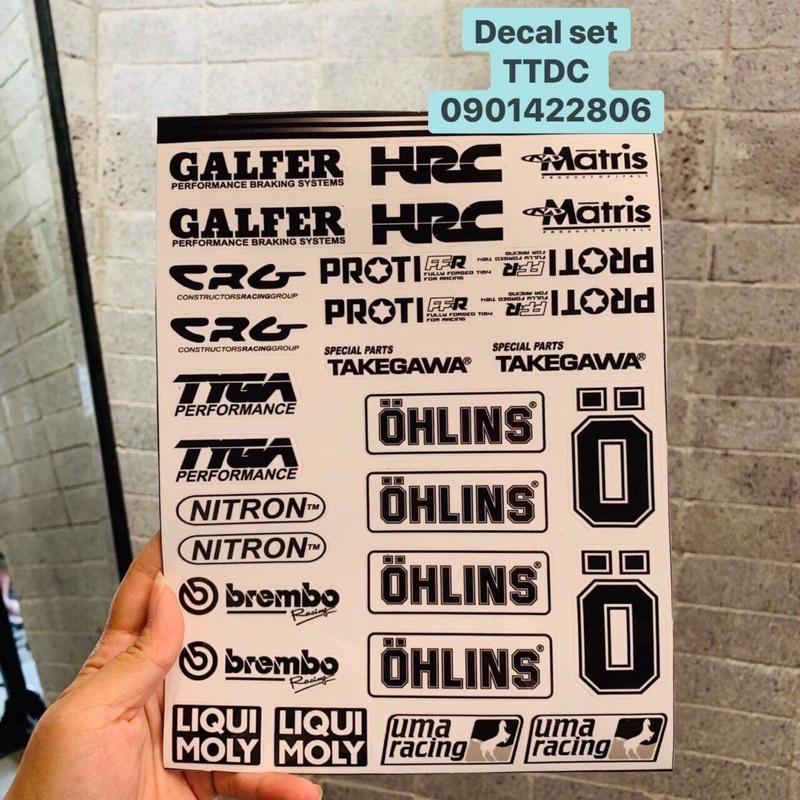 Bộ tem sticker Logo Racing