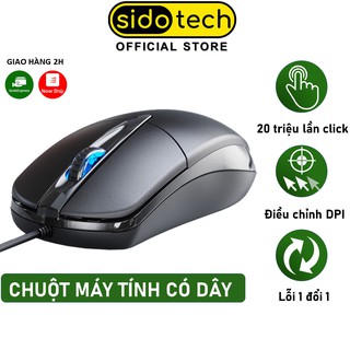 Chuột máy tính có dây văn phòng gaming SIDOTECH Inphic P20 giá rẻ Silent tắt âm chống ồn DPI 1200 chơi game cho laptop