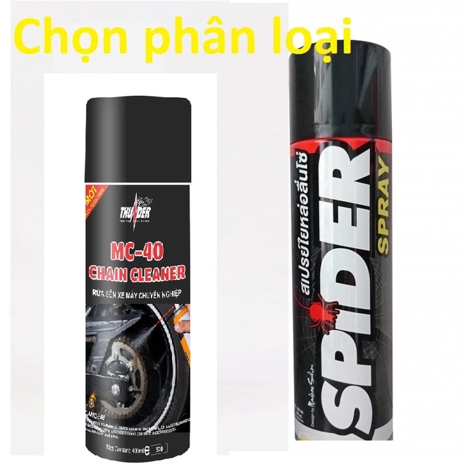 [MUA 1 ĐƯỢC 2] Xịt dưỡng sên SPIDER, bôi trơn sên spider tặng rửa sên Thunder