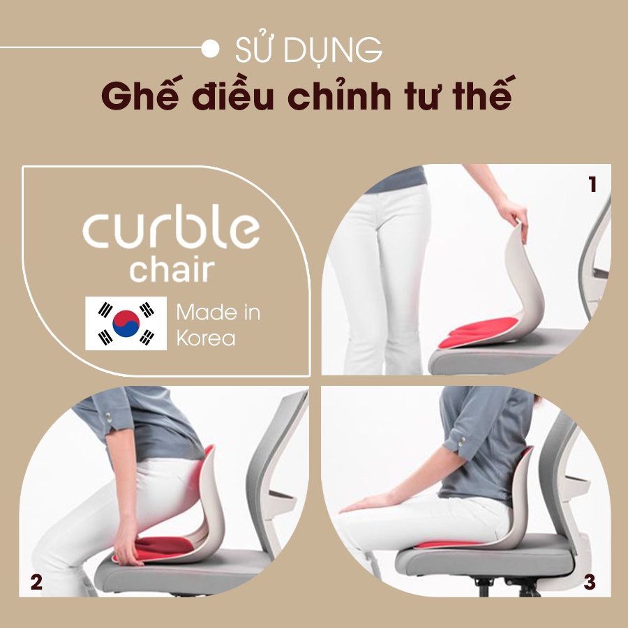 Combo 2 Ghế chỉnh dáng ngồi đúng, chống gù Curble Grand. Phù hợp mọi đối tượng (Nam, Nữ)(Made in Korea). 3 màu tuỳ chọn