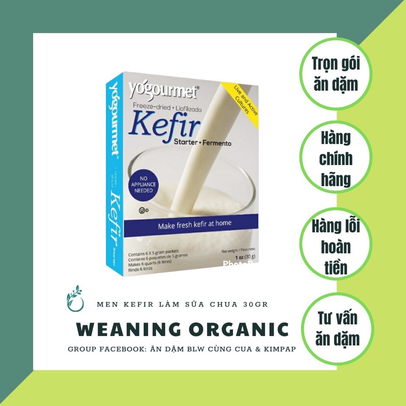 Men vi sinh Kefir hữu cơ làm sữa chua cho bé