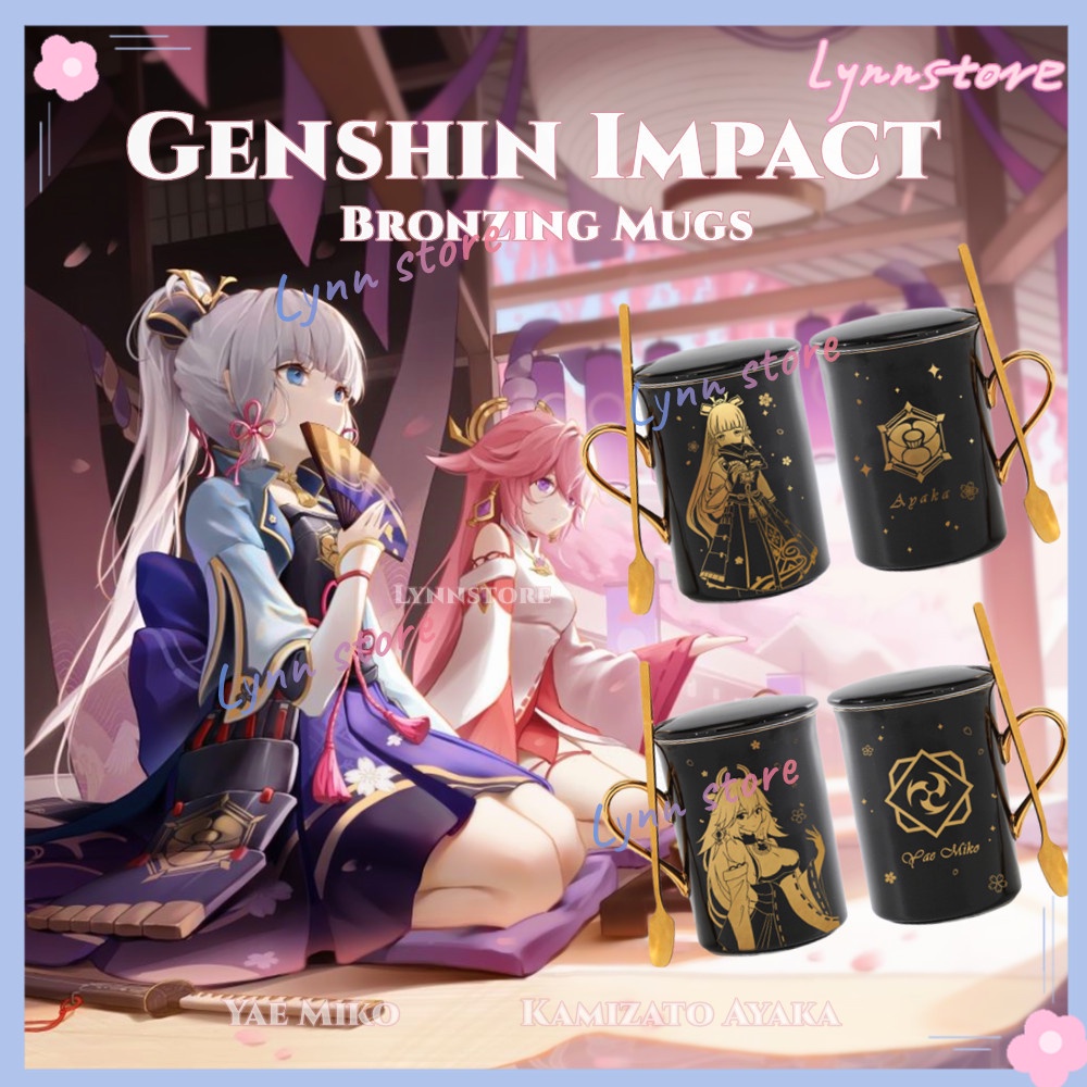 Anime Genshin Impact Yae Miko Kamizato Ayaka Raiden Shogun Kaedehara Kazuha Cốc gốm Nam nữ Cốc Sinh viên Phim hoạt hình Nước nóng Dập cốc Cà phê Quà tặng hàng ngày